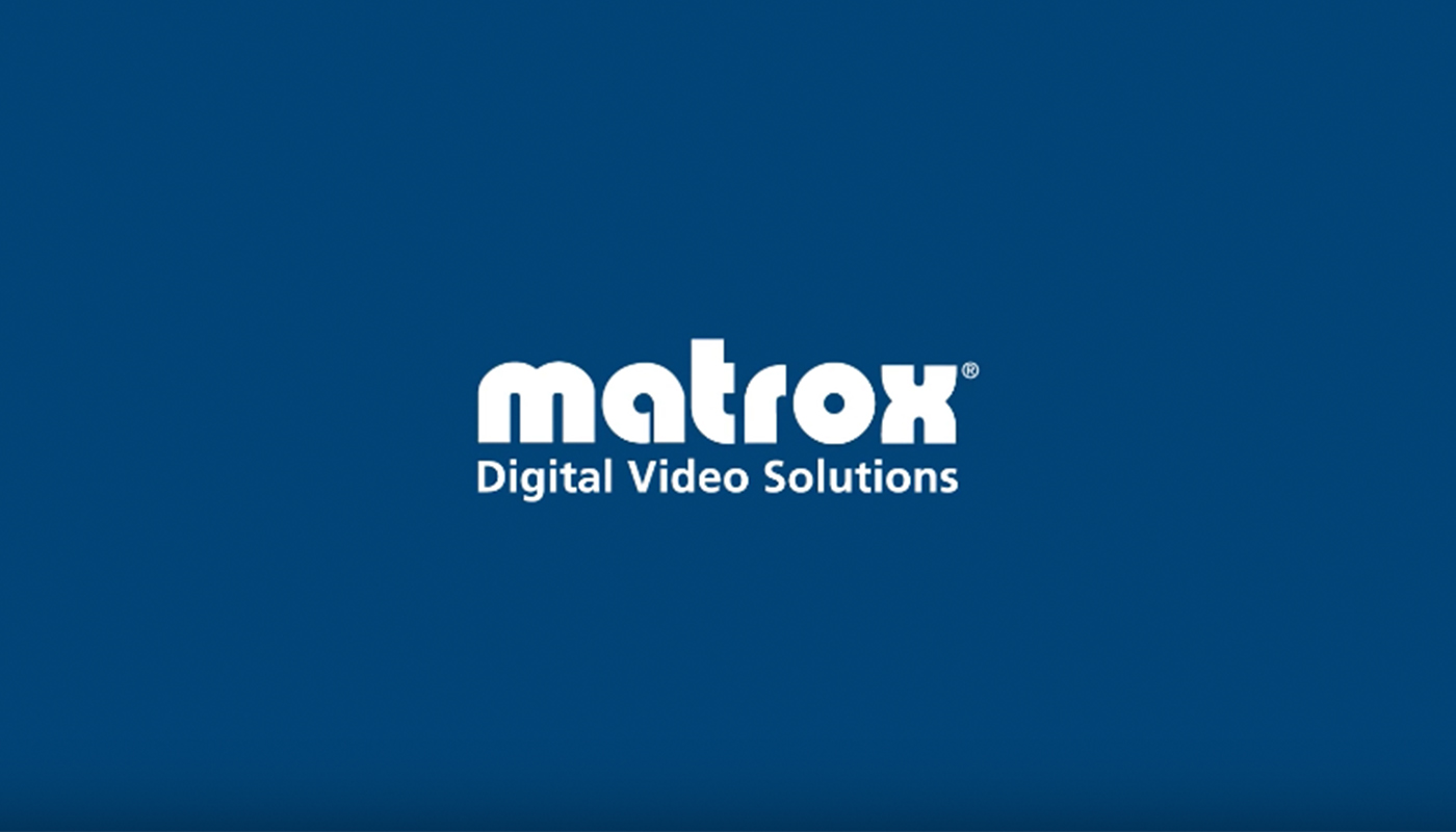 Matrox logo on blue background image